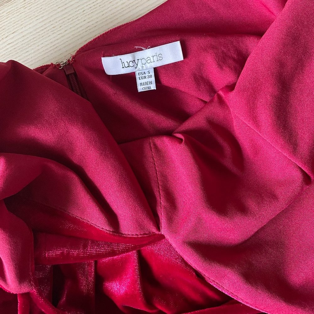 Lucy Paris Sleeveless Red Velvet Evening Gown, Size S